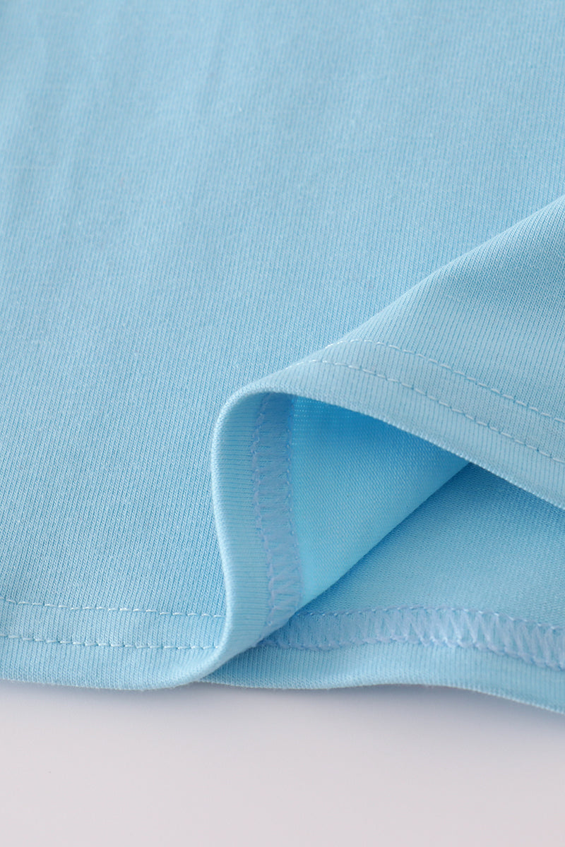 Blue character embroidery top