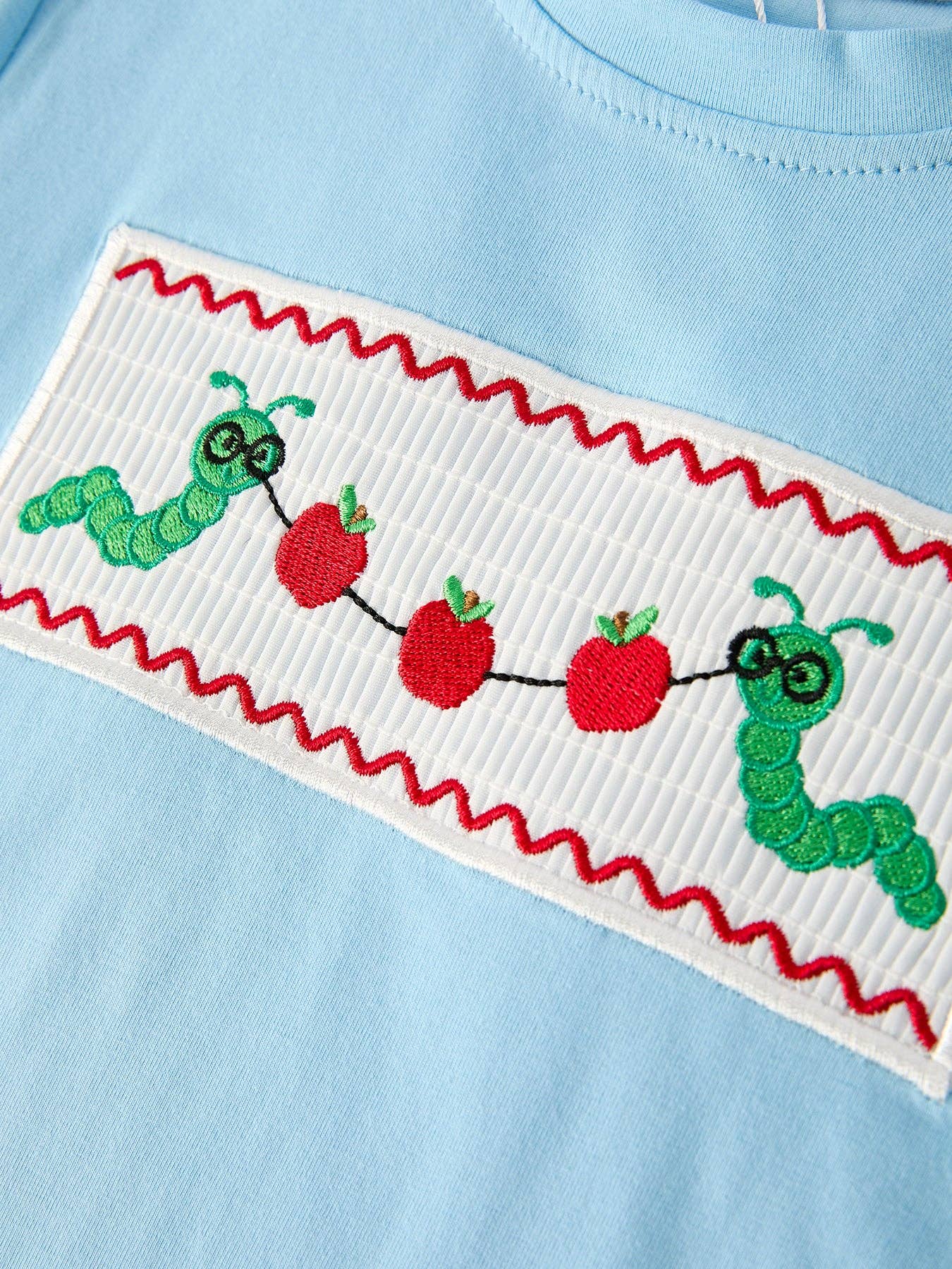 Boys Back to School Smock Embroidered Top+ Plaid Shorts: 2