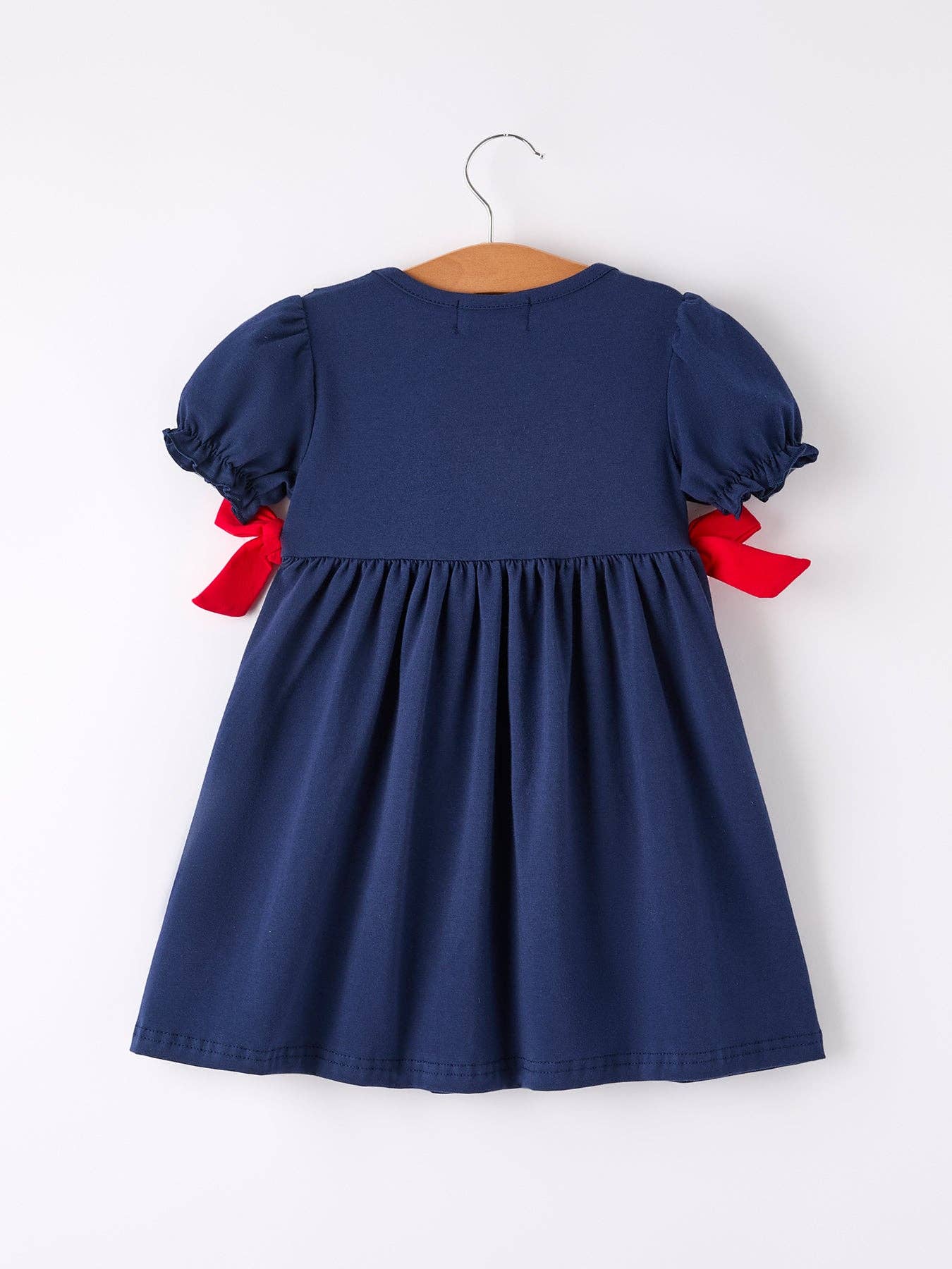 Back To School Navy Bow Apple Applique Girls Dress