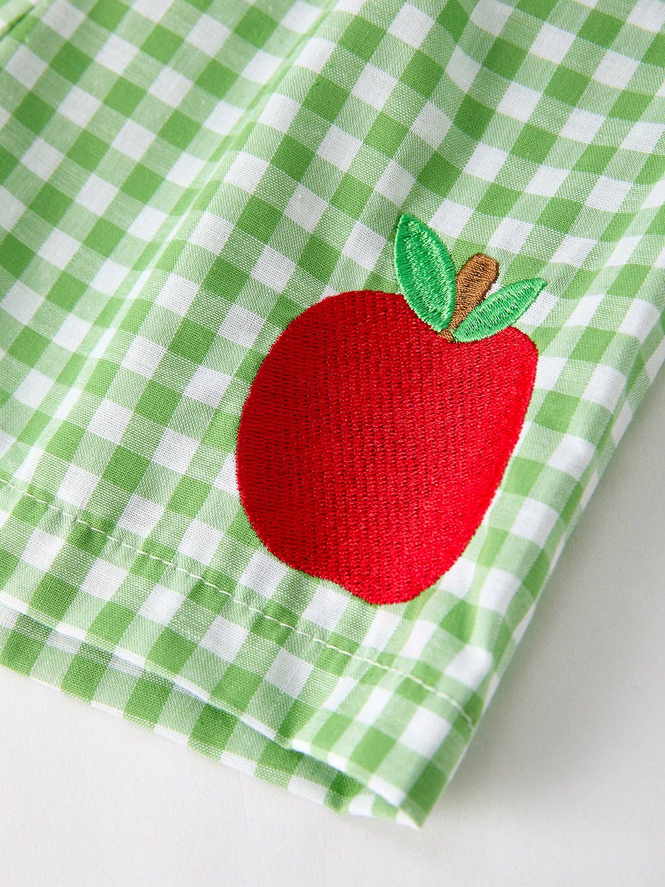 Boys Back to School Smock Embroidered Top+ Plaid Shorts: 2