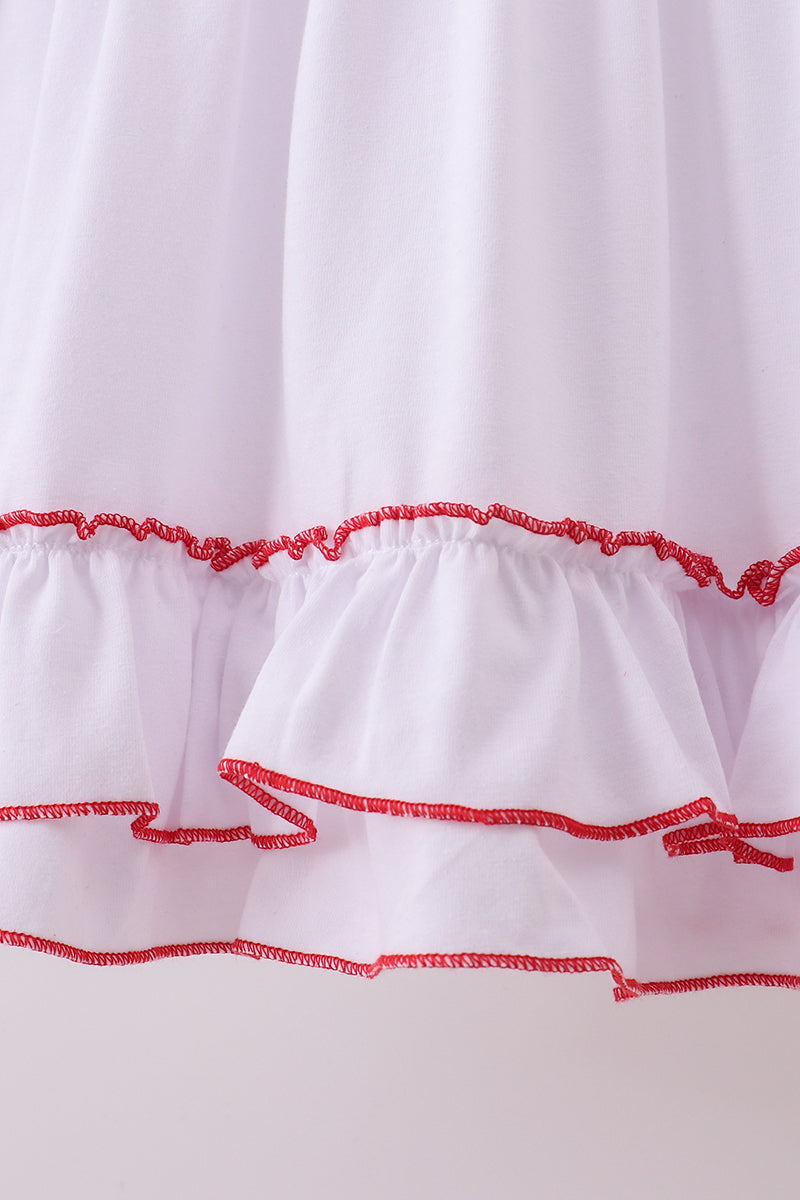 White bow ruffle gown