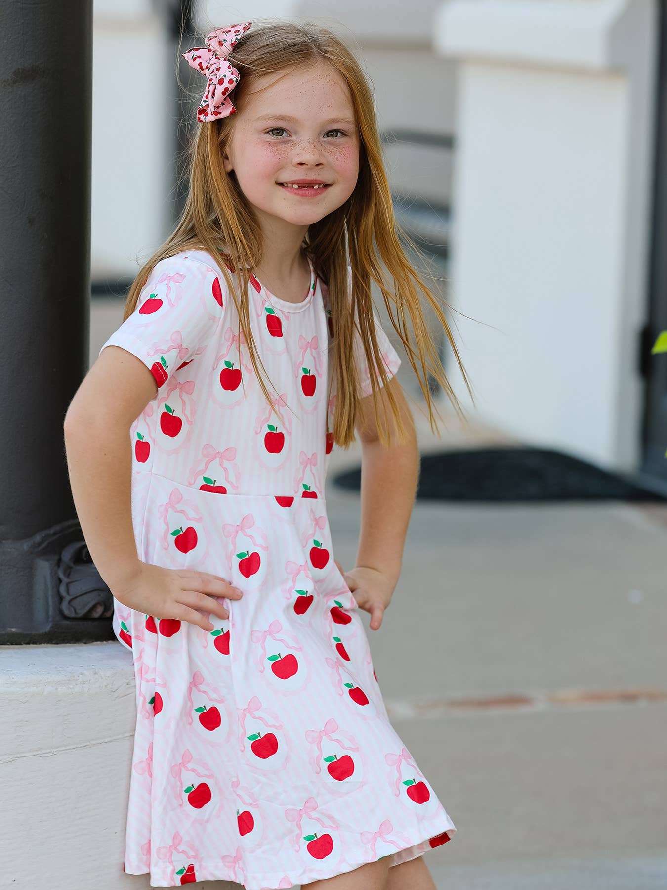 Back to School Apple Striped Sweet Girl Dress
