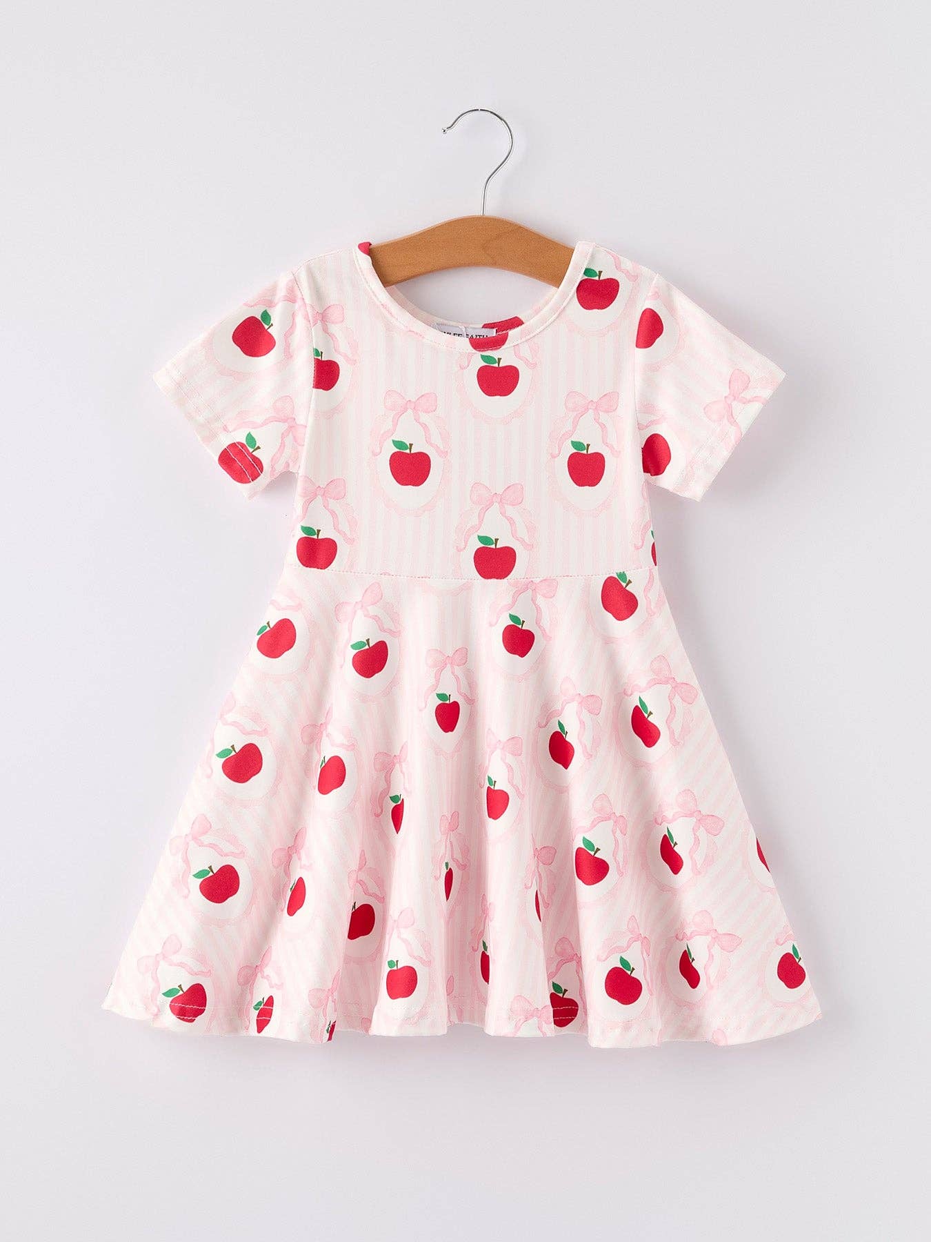 Back to School Apple Striped Sweet Girl Dress: 6