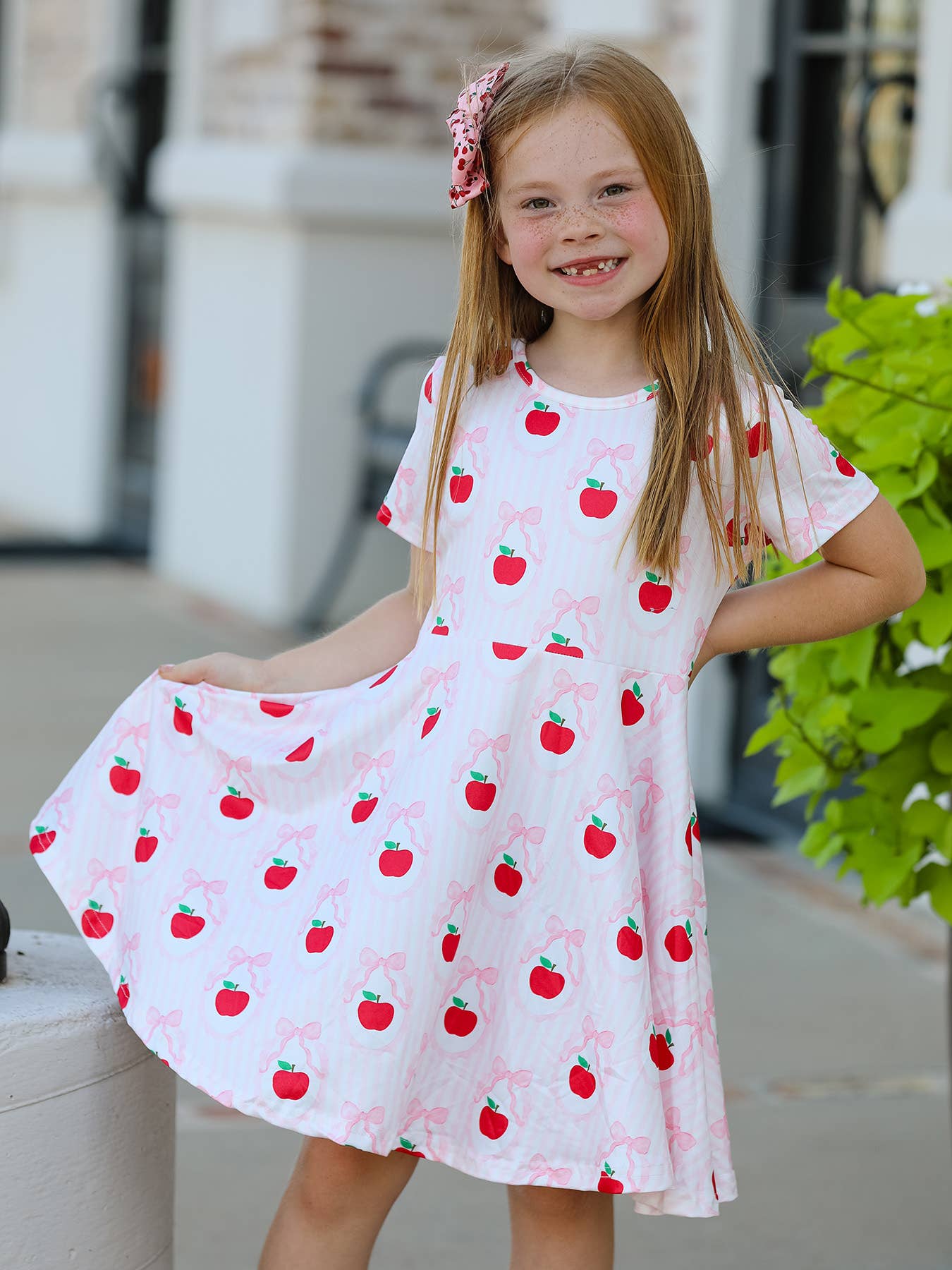 Back to School Apple Striped Sweet Girl Dress
