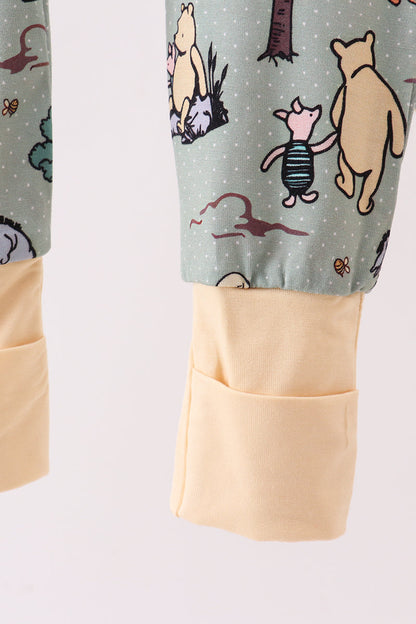 Green character bamboo pajamas romper