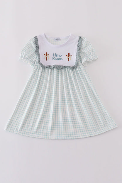 Blue he is risen embroidery dress