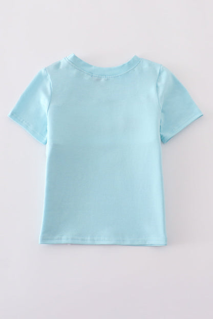 Blue fire truck police car embroidery smocked top