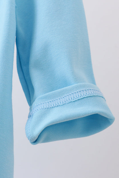 Blue nativity embroidery ruffle romper