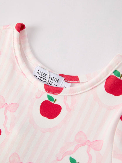 Back to School Apple Striped Sweet Girl Dress: 3
