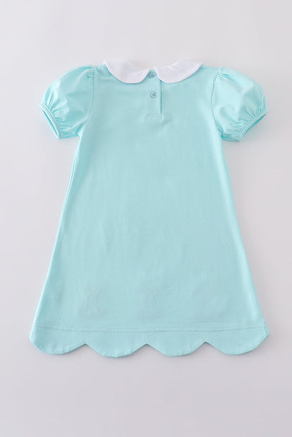 Premium Mint bunny embroidery dress