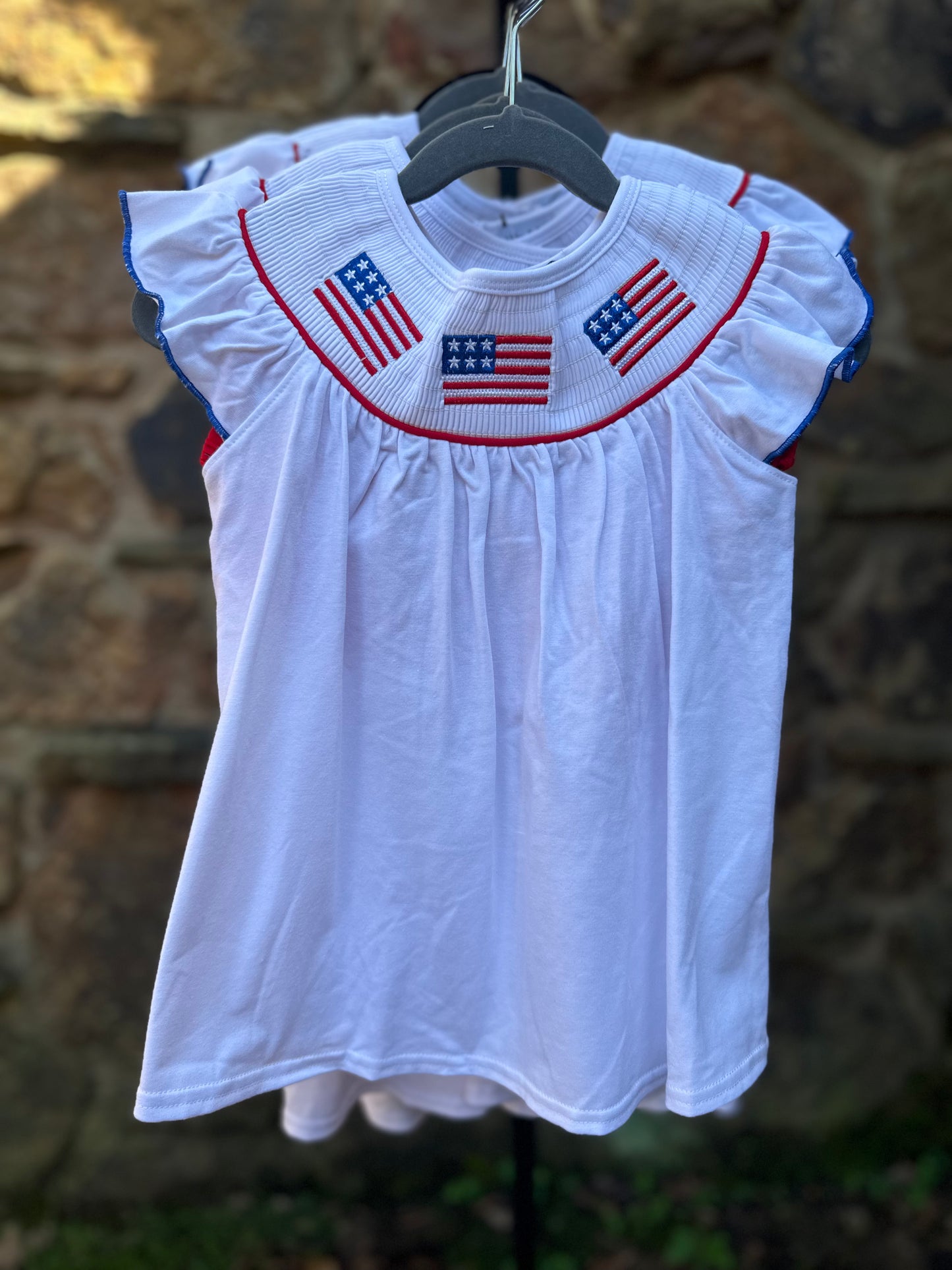 Flag embroidery short set