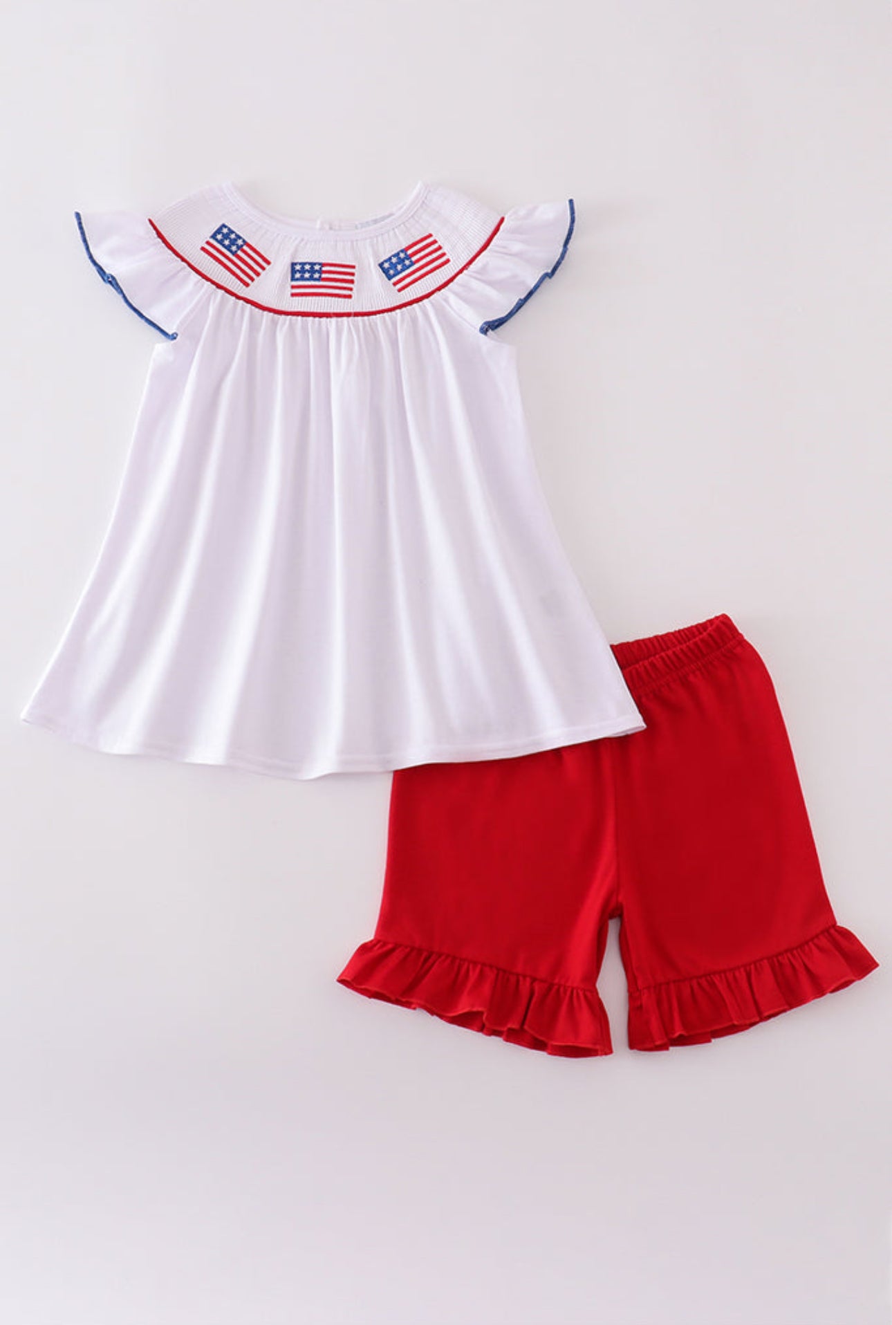 Flag embroidery short set