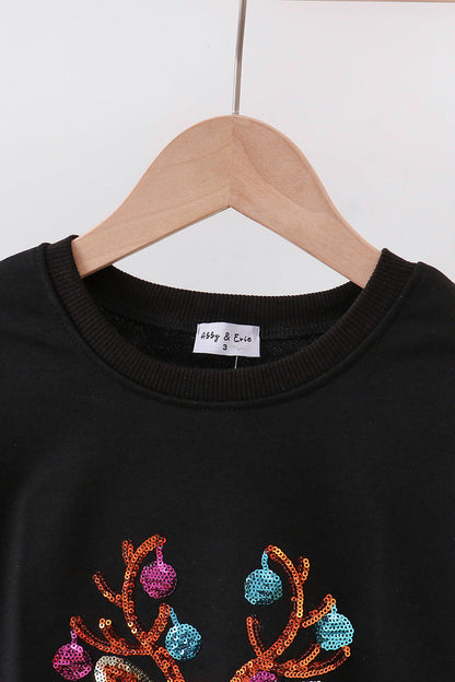 Black reindeer sequin mom&me sweatshirt