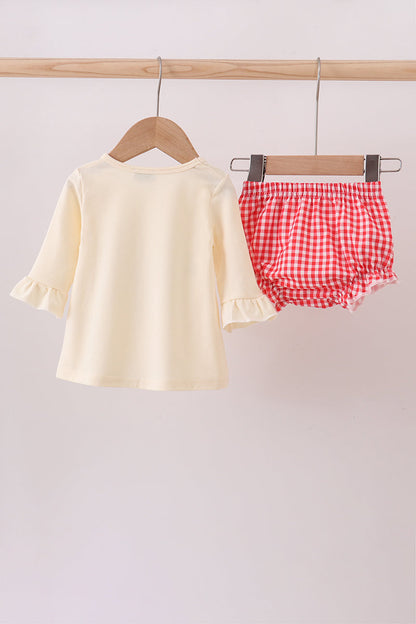 Beige reindeer sequin bloomer set