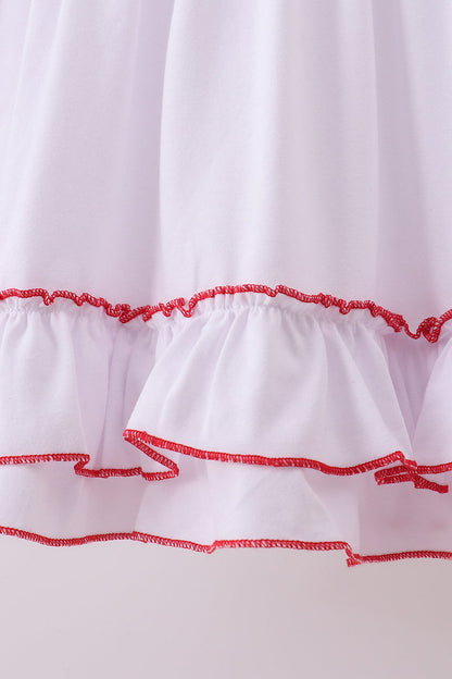 White bow ruffle gown