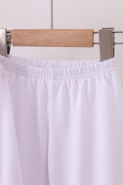 White ruffle pajamas pants set