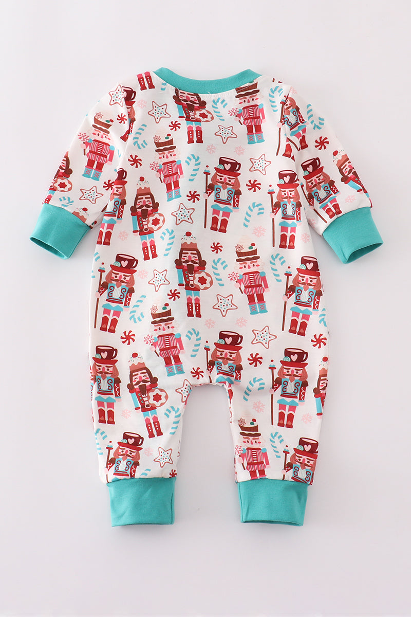 Blue christmas nutcracker print romper