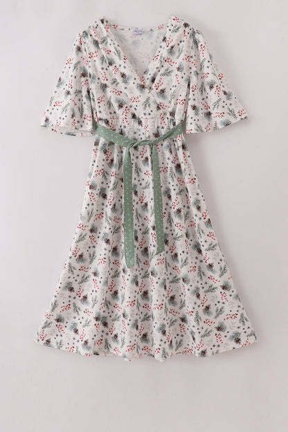 Sage bow tie mom dress