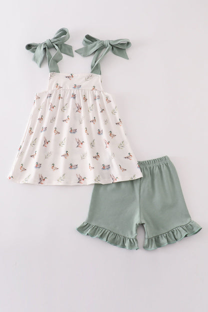 Green duck print set