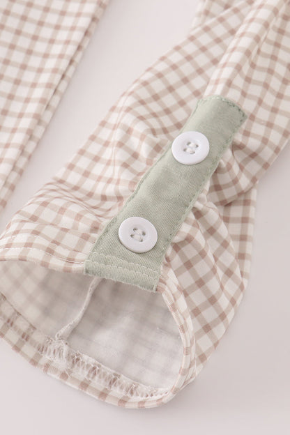 Blue dog deer embroidery ruffle pants set