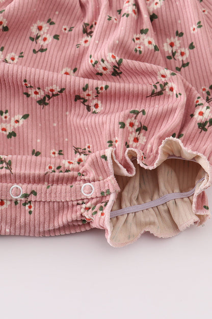 Floral corduroy lace ruffle bubble