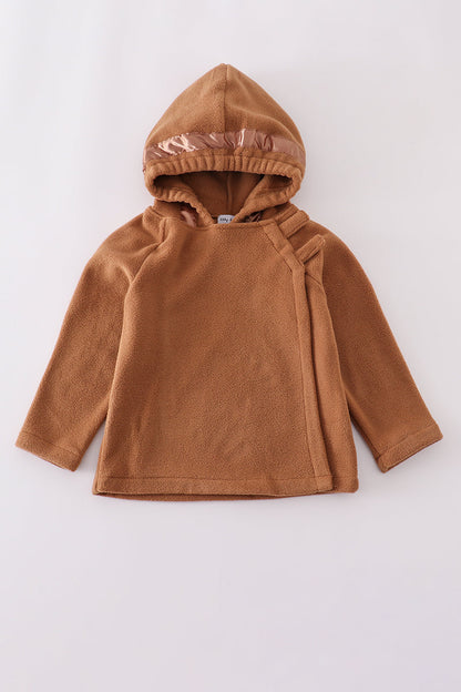 Brown bow fleece velcro hoodie