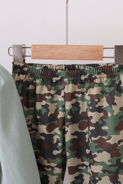 Camouflage santa claus applique ruffle pants set