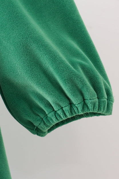 Green christmas tree applique velvet dress