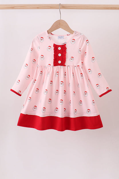 Christmas santa claus print ruffle dress