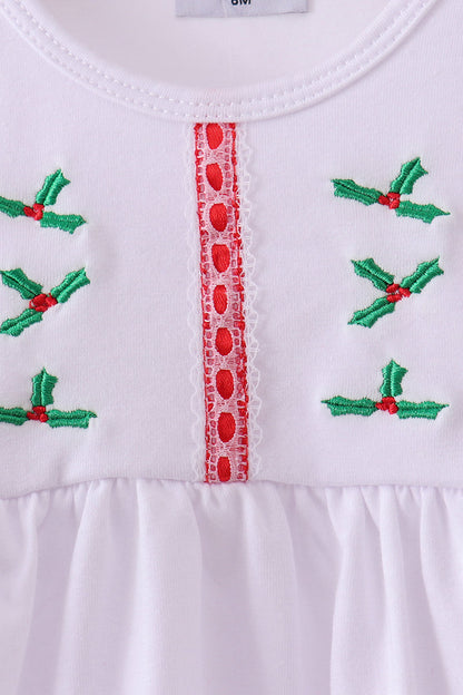 White holly embroidery bloomer set