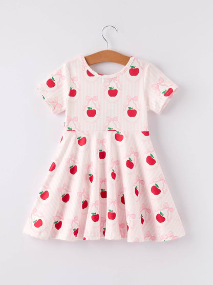 Back to School Apple Striped Sweet Girl Dress