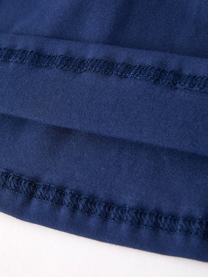 Back To School Navy Bow Apple Applique Girls Dress