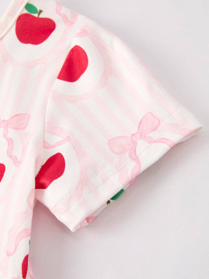 Back to School Apple Striped Sweet Girl Dress: 6